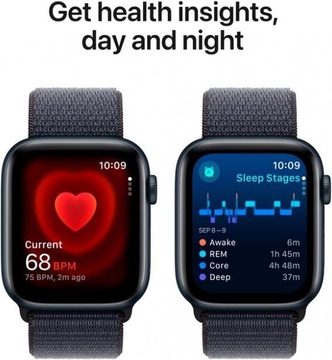 Apple Watch SE 2 GPS 44mm Midnight Aluminium Case w. Ink Sport Loop (MXEP3)