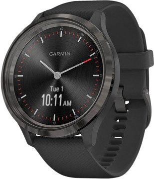 Garmin Vivomove 3 Slate Stainless Steel Bezel w. Black and Silicone B. (010-02239-01)
