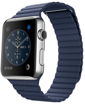 Apple Watch 42mm Stainless Steel Case with Bright Blue Leather Loop (MLFC2)