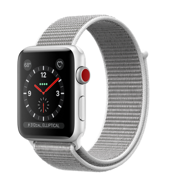 Apple Watch 42mm Series 3 GPS + Cellular Silver Aluminum Case with Seashell Sport Loop (MQKQ2)