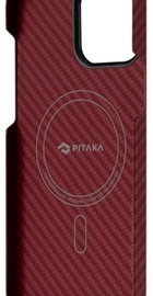Pitaka MagEZ Case 2 for iPhone 13 Pro, Herringbone Red/Orange (KI1307P)