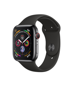 Apple Watch Series 4 GPS + Cellular 44mm Space Black Stainless Steel Case with Black Sport Band (MTV52, MTX22)