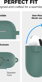 AhaStyle Colorful Silicone Case for Airpods 4 Midnight Green