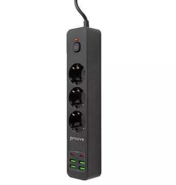 Proove Power Socket P-03 (3 розетки + 4 USB + 2 Type-C) 2М