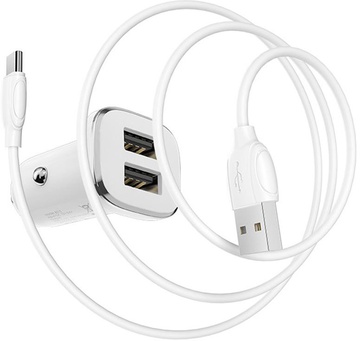 Borofone BZ12 Lasting Power 2USB 2.4A + USB Type-C White