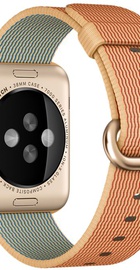 Apple Watch Sport 38mm Gold Aluminum Case with Gold/Red Woven Nylon (MMF52)