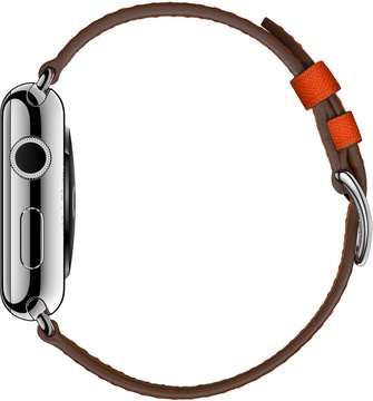 Apple Watch Hermes 42mm Series 2 Stainless Steel Case with Feu Epsom Leather Single Tour (MNQ22)