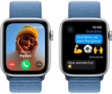 Apple Watch SE 2 GPS 44mm Silver Aluminium Case with Winter Blue Sport Loop (MREF3)