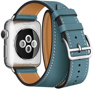 Apple Watch Hermes Barenia Leather Double Tour Regular 38mm/40mm/41mm/42mm Bleu Jean (MMNY2)