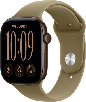 Apple Watch Series 12 GPS + Cellular 46mm Dark Bronze Aluminum Case with Olive Sport Band S/M (MJGD4)