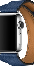 Apple Watch Hermes Barenia Leather Double Tour Regular 38mm/40mm/41mm/42mm Bleu Agate (MNHK2)