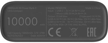 Xiaomi Power Bank 3 Ultra Compact Black 10000mAh (BHR4412GL)