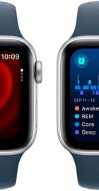 Apple Watch SE 2 GPS 40mm Silver Aluminium Case with Storm Blue Sport Band S/M (MRE13)