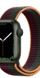 Apple Watch Series 7 GPS 41mm Green Aluminum Case With Dark Cherry/Forest Green Sport Loop (MKNF3)