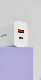 Baseus Compact Quick Charger 20W QC + PD (1xUSB-C + USB 3.0) White (CCXJ-B02)