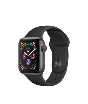 Apple Watch Series 4 GPS + Cellular 40mm Space Gray Aluminum Case with Black Sport Band (MTUG2, MTVD2)