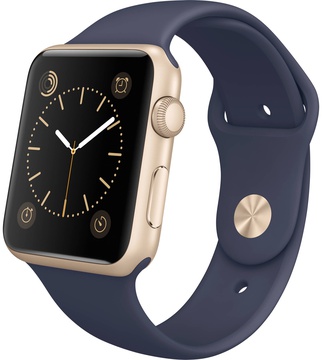 Apple Watch Sport 42mm Gold Aluminum Case with Midnight Blue Sport Band (MLC72)