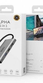 WIWU Alpha 11 in 1  (A11312H)  (USB-C to HDMI+VGA+3xUSB3.0+USB-C+RJ45+MicroSD+3.5mm Headphone) Space Gray