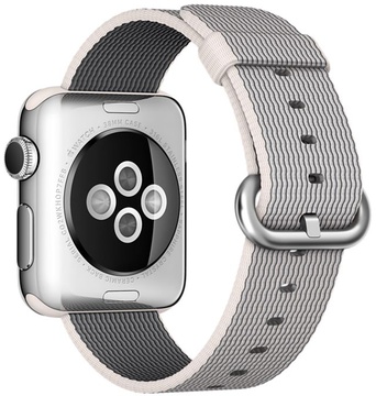 Apple Watch 38mm Stainless Steel Case with Pearl Woven Nylon (MMFH2)