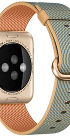 Apple Watch Sport 42mm Gold Aluminum Case with Gold/Royal Blue Woven Nylon (MMFQ2)