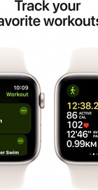 Apple Watch SE 2 GPS 40mm Starlight Aluminium Case w. Starlight Sport Band - S/M (MXEF3) Open,Activ