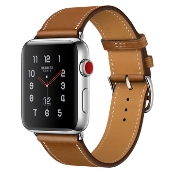 Apple Watch Hermes 42mm Series 3 GPS + Cellular Stainless Steel Case with Fauve Barenia Leather Single Tour (MQMR2)
