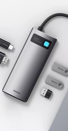 Baseus Metal Gleam Series 5-in-1 (3xUSB3.0 + 4KHD + Type-C) (CAHUB-CX0G)