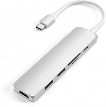 Satechi Aluminum Type-C Slim Multi-Port Adapter 4K V2 Silver (ST-SCMA2S)