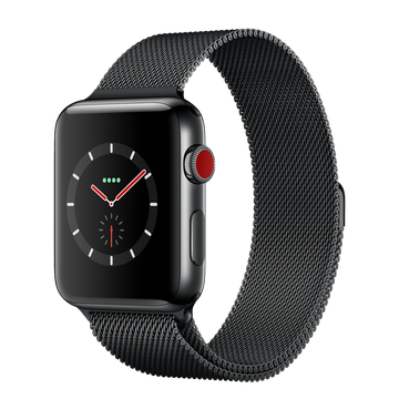 Apple Watch 42mm Series 3 GPS + Cellular Space Black Stainless Steel Case with Space Black Milanese Loop (MR1V2)