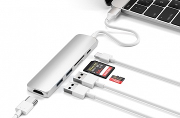 Satechi Aluminum Type-C Slim Multi-Port Adapter 4K V2 Silver (ST-SCMA2S)