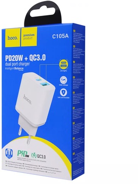 Hoco C105A Stage dual port 20W (Type-C + USB)