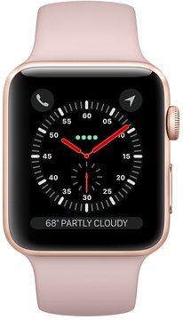 Apple Watch 42mm Series 3 GPS + Cellular Gold Aluminium Case with Pink Sand Sport Band (MQK32)