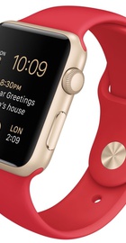 Apple Watch Sport 42mm Gold Aluminum Case with Red Sport Band (MMEE2)