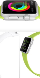 Apple Watch Sport 38mm Silver Aluminum Case with Green Sport Band (MJ2U2)