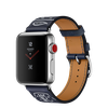 Apple Watch Hermes 38mm Series 3 GPS + Cellular Stainless Steel Case with Marine Gala Leather Single Tour Eperon d’Or (MQLN2)