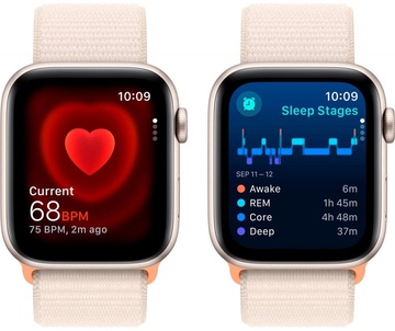Apple Watch SE 2 GPS 44mm Starlight Aluminium Case with Starlight Sport Loop (MRE63)