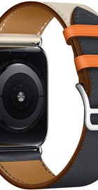 Apple Watch Hermes Series 4 GPS + Cellular 44mm Stainless Steel Case with Indigo/Craie/Orange Swift Leather Single Tour (MU6X2)