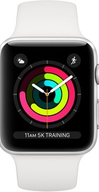 Apple Watch 38mm Series 3 GPS + Cellular Silver Aluminum Case with White Sport Band (MTGG2)