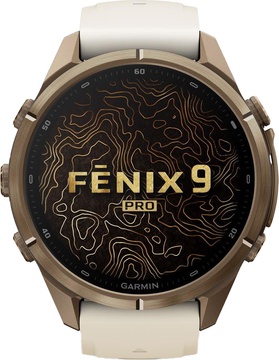 Garmin Fenix 9 Pro 43mm Autumn Gold Titanium with Cream/French Gray Silicone Band (010-04335-25/26)