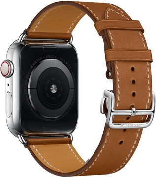 Apple Watch Hermes Series 4 GPS + Cellular 44mm Stainless Steel Case with Fauve Barenia Leather Single Tour Deployment Buckle (MU6T2)
