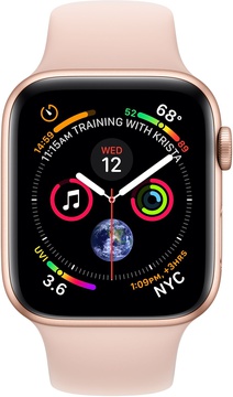 Apple Watch Series 4 GPS 44mm Gold Aluminum Case with Pink Sand Sport Band (MU6F2)