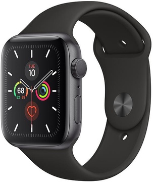 Apple Watch Series 5 GPS 44mm Space Gray Aluminum Case with Black Sport Band (MWVF2)