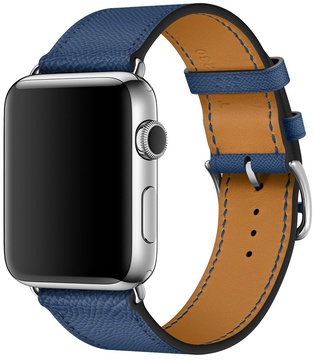 Apple Watch Hermes Leather Single Tour 38mm/40mm/41mm/42mm Bleu Agate Epsom (MNHQ2)