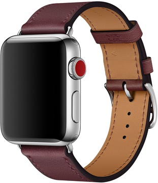 Apple Watch Hermes 42mm/44mm/45mm/46mm/49mm Bordeaux Swift Leather Single Tour (MQX12)