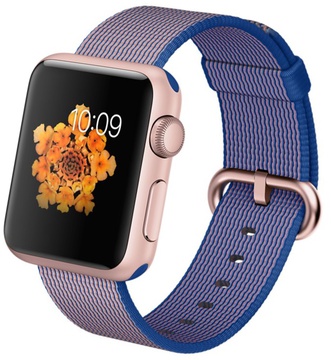 Apple Watch Sport 38mm Rose Gold Aluminum Case with Royal Blue Woven Nylon (MMF42)