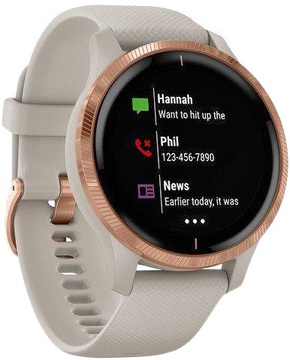 Garmin Venu Rose Gold Stainless Steel Bezel w. Light Sand and Silicone B. (010-02173-23/010-02173-21)
