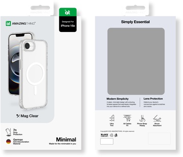 AmazingThing Minimal Mag Case for iPhone 16e with Magnet Transparent Clear