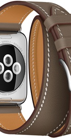 Apple Watch Hermes 38mm Series 2 Stainless Steel Case with Etoupe Swift Leather Double Tour (MNQ52)