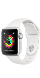 Apple Watch 38mm Series 3 GPS Silver Aluminum Case with White Sport Band (MTEY2)