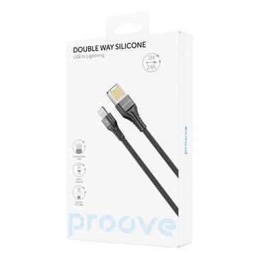 Proove Double Way Silicone Lightning 2.4A (1m) (black)